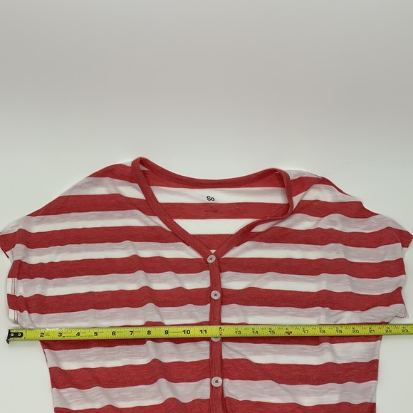SO Burnout Pink & White Striped Shirt Button Up Tie Front New Size Small - Picture 14 of 15